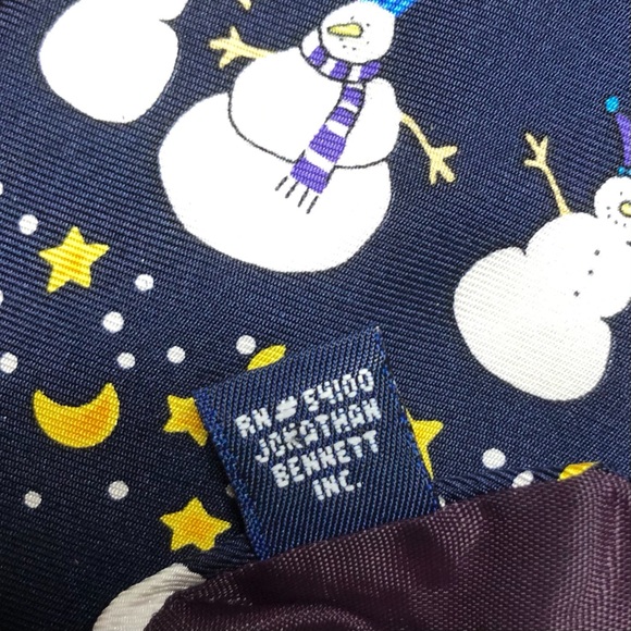 Jonathan Bennett 100% Silk Navy Blue Snowman Tie - Picture 6 of 11